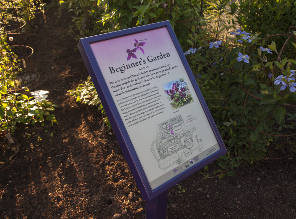 Rogerson Clematis Garden - Beginner's Garden Sign