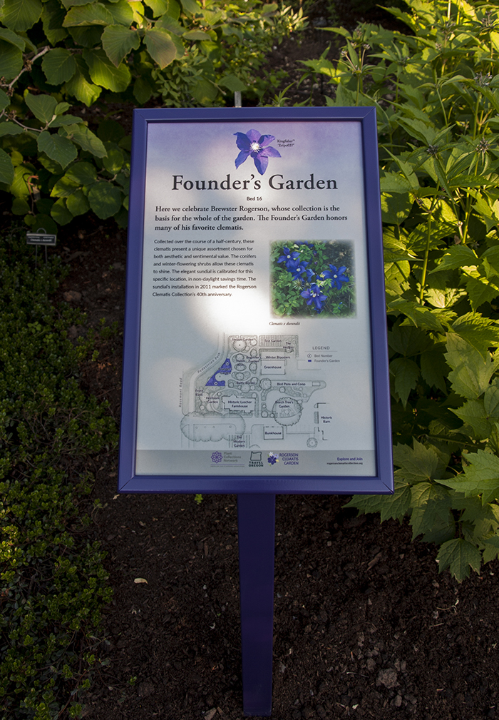 Rogerson Clematis Garden - Founder's Garden Sign
