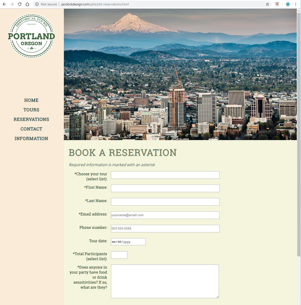 Portland Historical Tours - Reservations Page