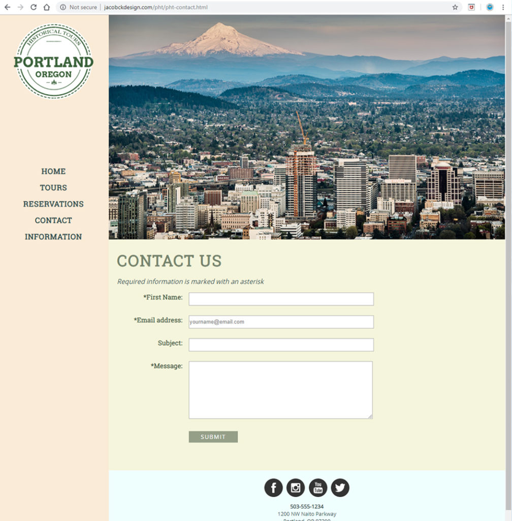 Portland Historical Tours - Contact Us Page