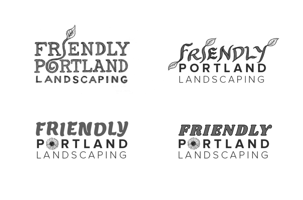 Friendly Portland Landscaping Logo - Concept Sketches