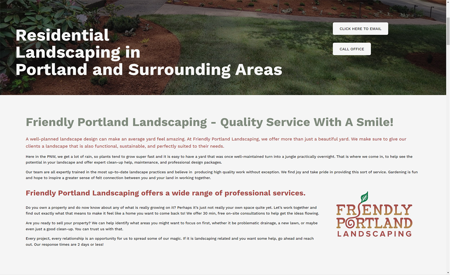 Friendly Portland Landscaping Logo - Website