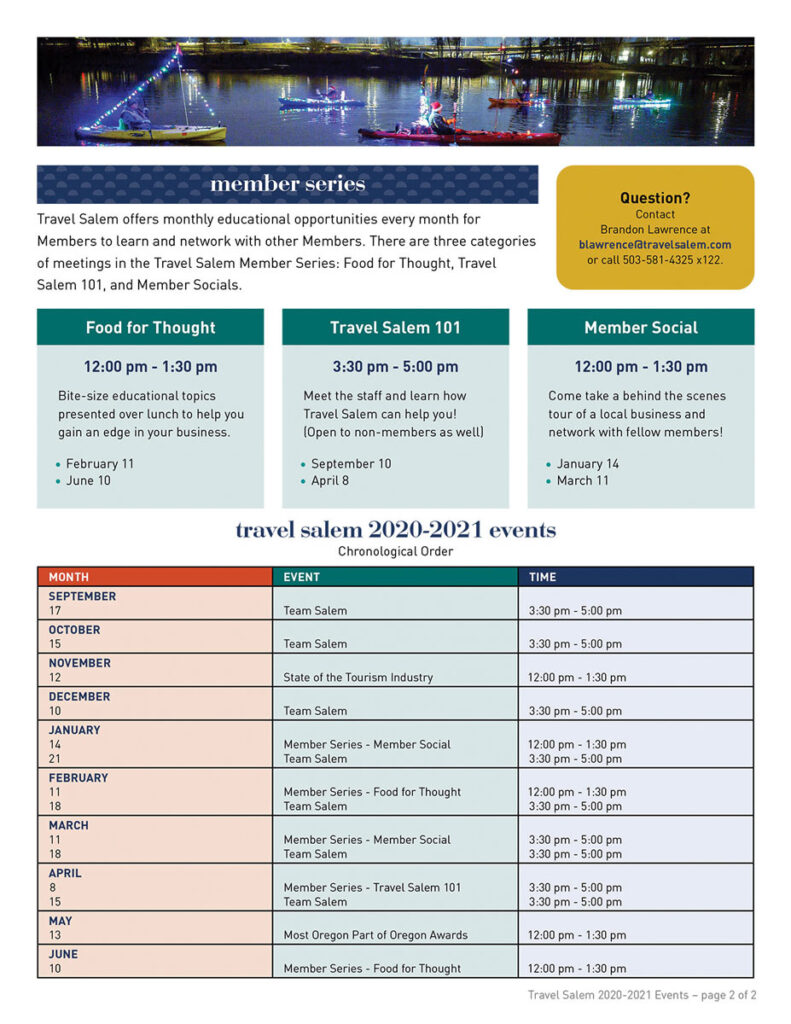 Travel Salem 2020 Save the Date Flyer Page 2